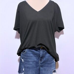 Elegant Black V-Neck Women's Tee
